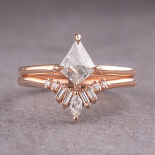 1.08 Carat Salt and Pepper Kite Diamond Engagement Ring, Jane Setting, 14k Rose Gold