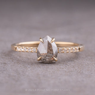 Salt and Pepper Pear Diamond Engagement Ring