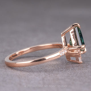 1.70 Carat Kite Sapphire Engagement Ring, Avaline Setting, 14K Rose Gold