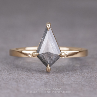 1.02 Carat Salt and Pepper Kite Diamond Engagement Ring, Jane Setting, Point No Point Studio. Available in a variety of metal types. Eco-friendly, Recycled Metals, Conflict Free.