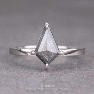 1.02 Carat Salt and Pepper Kite Diamond Engagement Ring, Jane Setting, Point No Point Studio. Available in a variety of metal types. Eco-friendly, Recycled Metals, Conflict Free.