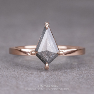 1.02 Carat Salt and Pepper Kite Diamond Engagement Ring, Jane Setting, Point No Point Studio. Available in a variety of metal types. Eco-friendly, Recycled Metals, Conflict Free.