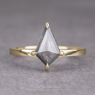 1.02 Carat Salt and Pepper Kite Diamond Engagement Ring, Jane Setting, Point No Point Studio. Available in a variety of metal types. Eco-friendly, Recycled Metals, Conflict Free.