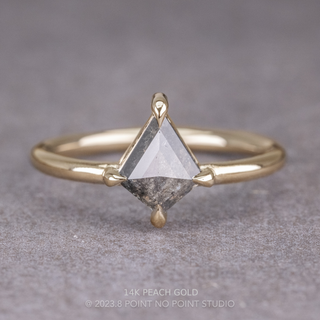 1.28 Carat Salt and Pepper Kite Diamond Engagement Ring, Jane Setting, Point No Point Studio. Available in a variety of metal types. Eco-friendly, Recycled Metals, Conflict Free.