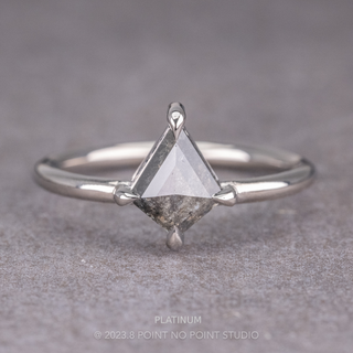 1.28 Carat Salt and Pepper Kite Diamond Engagement Ring, Jane Setting, Point No Point Studio. Available in a variety of metal types. Eco-friendly, Recycled Metals, Conflict Free.