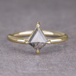 1.28 Carat Salt and Pepper Kite Diamond Engagement Ring, Jane Setting, Point No Point Studio. Available in a variety of metal types. Eco-friendly, Recycled Metals, Conflict Free.