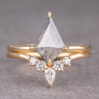 1.12 Carat Salt and Pepper Kite Diamond Engagement Ring, Jane Setting, 14K Yellow Gold