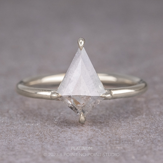 1.85 Carat Salt and Pepper Kite Diamond Engagement Ring, Jane Setting, Point No Point Studio. Available in a variety of metal types. Eco-friendly, Recycled Metals, Conflict Free.