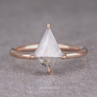 1.85 Carat Salt and Pepper Kite Diamond Engagement Ring, Jane Setting, Point No Point Studio. Available in a variety of metal types. Eco-friendly, Recycled Metals, Conflict Free.