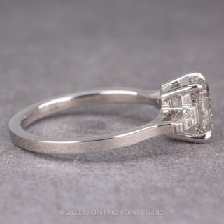 1.30 Carat Canadian Salt and Pepper Emerald Diamond Engagement Ring, Lea Setting, Platinum