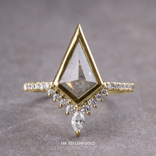 2.10 Carat Salt and Pepper Kite Diamond Engagement Ring, Bezel Avaline Setting