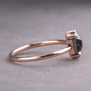 1.43 Carat Black Hexagon Diamond Engagement Ring, Jane Setting, 14K Rose Gold