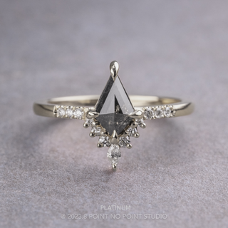 .96 Carat Black Kite Diamond Engagement Ring, Avaline Setting, Point No Point Studio. Available in a variety of metal types. Eco-friendly, Recycled Metals, Conflict Free.