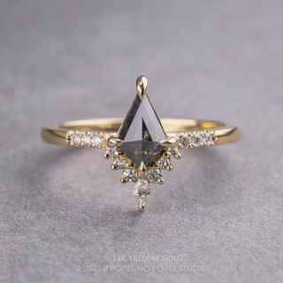 .96 Carat Black Kite Diamond Engagement Ring, Avaline Setting, Point No Point Studio. Available in a variety of metal types. Eco-friendly, Recycled Metals, Conflict Free.