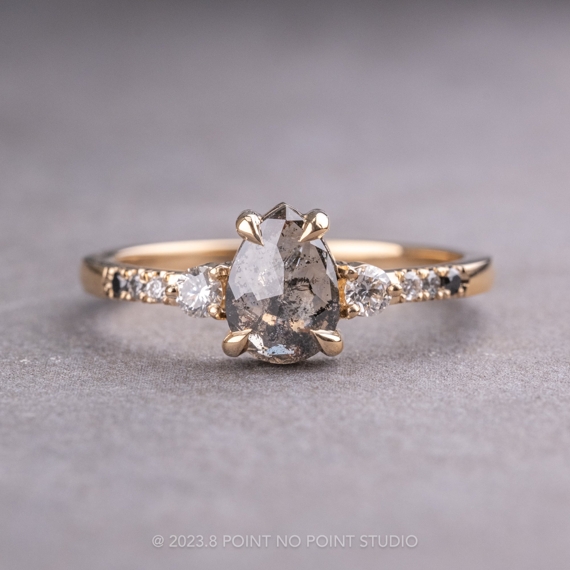 Salt and Pepper Diamond Engagement Ring, Point No Point Studio 3