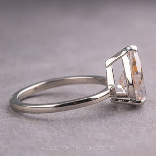 2.50 Carat Salt and Pepper Pear Diamond Engagement Ring, Basket Jane Setting, 14k White Gold