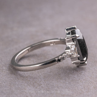3.12 Carat Black Hexagon Diamond Engagement Ring, Eliza Setting, Platinum
