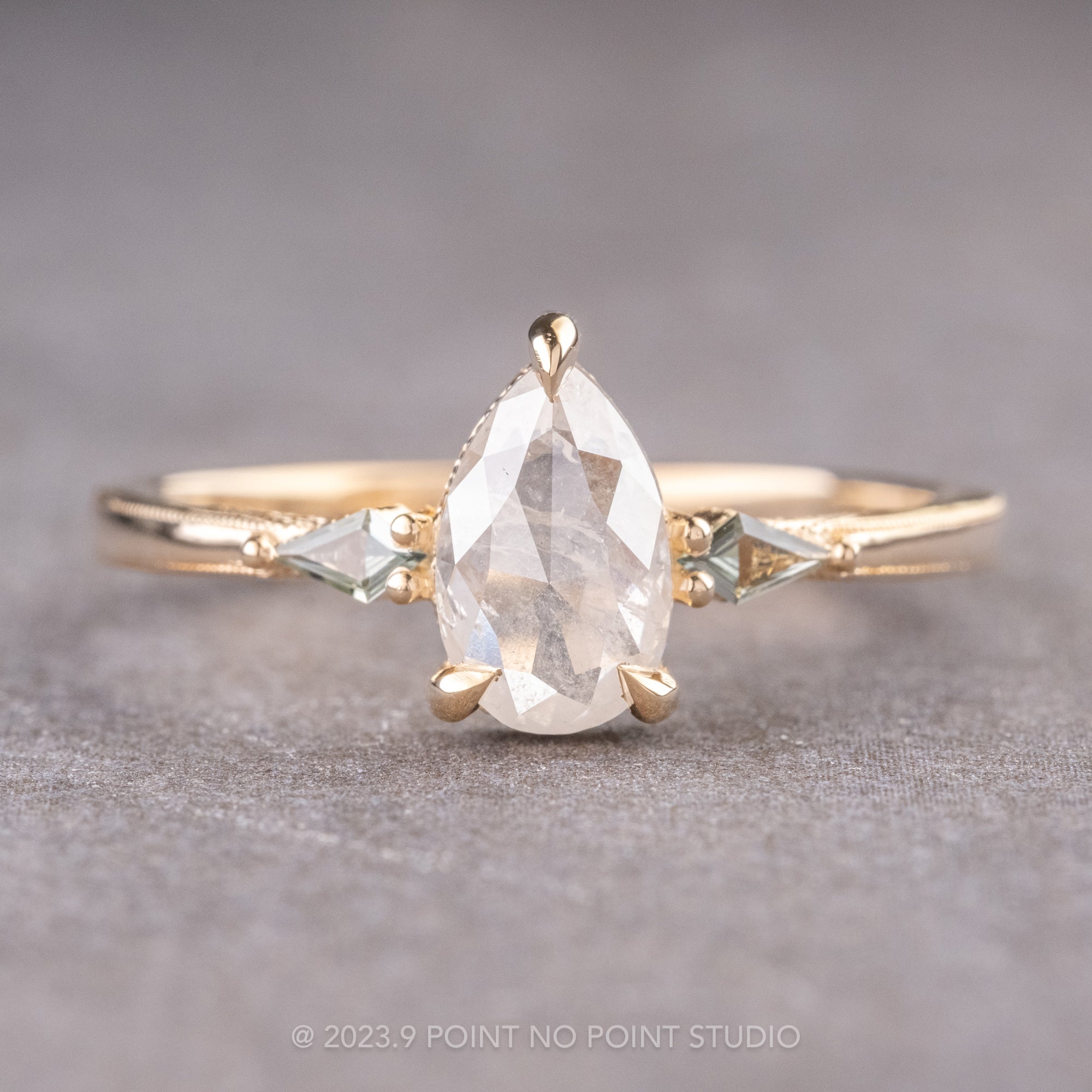 Icy Pear Diamond Engagement Ring, Point No Point Studio