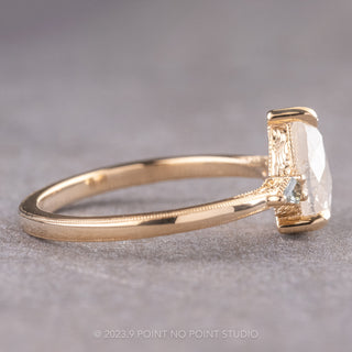 1.15 Carat Icy White Pear Diamond Engagement Ring, Vintage Zoe Setting, 14K Yellow Gold