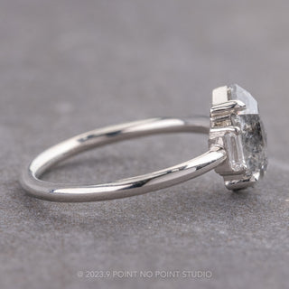 1.41 Carat Canadian Salt and Pepper Hexagon Diamond Engagement Ring, Zoe Setting, Platinum
