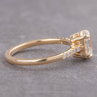 1.52 Carat Canadian Salt and Pepper Hexagon Diamond Engagement Ring, Lulu Setting, 14K Yellow Gold