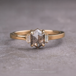 1.12 Carat Salt and Pepper Hexagon Diamond Engagement Ring, Zoe Setting