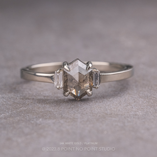 1.12 Carat Salt and Pepper Hexagon Diamond Engagement Ring, Zoe Setting