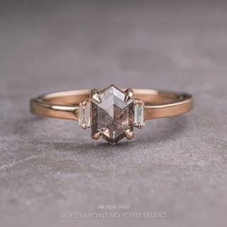 1.12 Carat Salt and Pepper Hexagon Diamond Engagement Ring, Zoe Setting