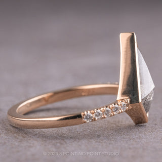 1.13 Carat Salt and Pepper Kite Diamond Engagement Ring, Jules Setting, 14K Rose Gold