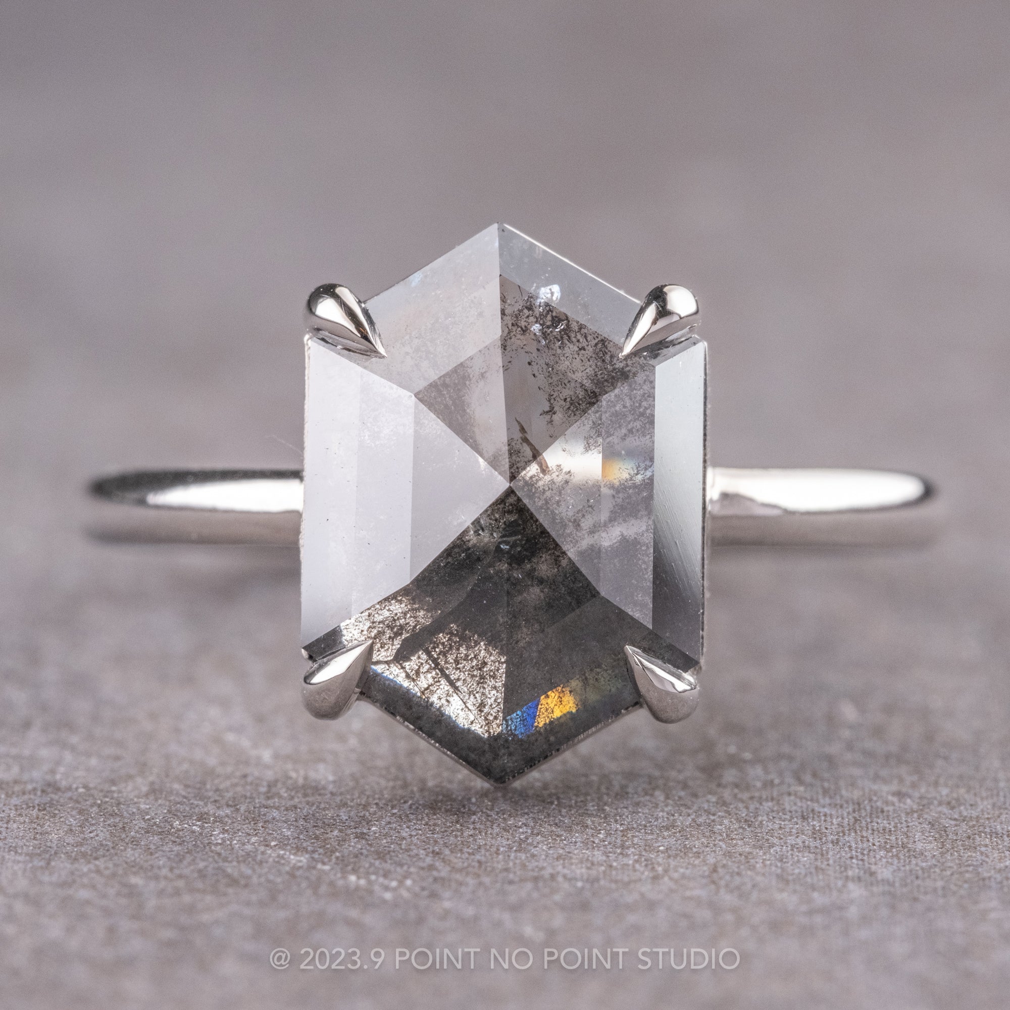 Hexagon salt and pepper diamond ring Clearance