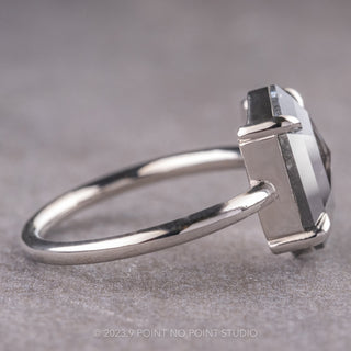 2.70 Carat Salt and Pepper Hexagon Diamond Engagement Ring, Jane Setting, Platinum
