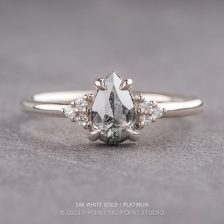 1.16 Carat Salt and Pepper Pear Diamond Engagement Ring, Quinn Setting