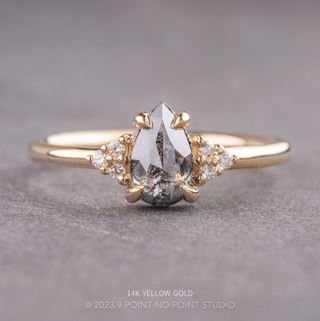 1.16 Carat Salt and Pepper Pear Diamond Engagement Ring, Quinn Setting
