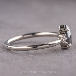 1 Carat Salt and Pepper Pear Diamond Engagement Ring, Quinn Setting, 14k White Gold