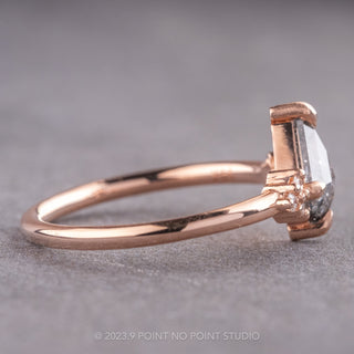 .68 Carat Salt and Pepper Kite Diamond Engagement Ring, Quinn Setting, 14k Rose Gold