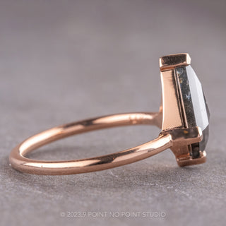 3.21 Carat Black Speckled Kite Diamond Engagement Ring, Jane Setting, 14k Rose Gold
