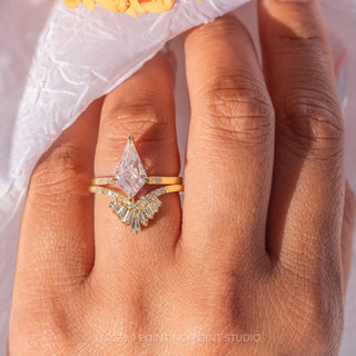 2 Carat Kite Moissanite Engagement Ring, Lark Setting, 14k Yellow Gold