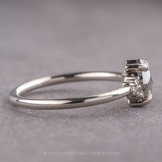 1.03 Carat Salt and Pepper Pear Diamond Engagement Ring, Quinn Setting, 14K White Gold