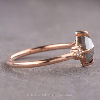 .81 Carat Salt and Pepper Lozenge Diamond Engagement Ring, Quinn Setting, 14k Rose Gold
