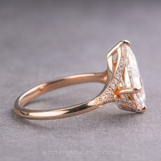 1.34 Carat White Kite Moissanite Engagement Ring, Mackenzie Setting, 14K Rose Gold