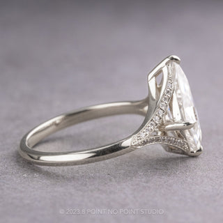 1.34 Carat White Kite Moissanite Engagement Ring, Mackenzie Setting, Platinum