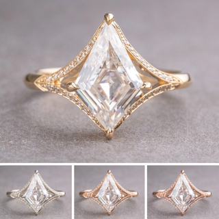 1.34 Carat Kite Moissanite Engagement Ring, Mackenzie Setting