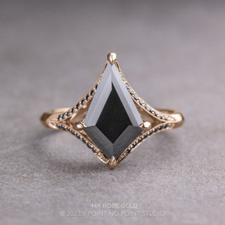 1.34 Carat Black Kite Moissanite Engagement Ring, Mackenzie Setting