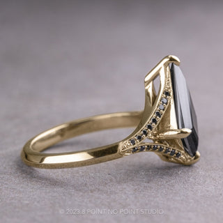 1.34 Carat Black Kite Moissanite Engagement Ring, Mackenzie Setting, 14k Yellow Gold