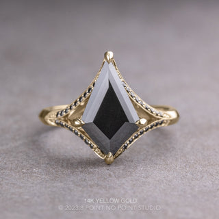 1.34 Carat Black Kite Moissanite Engagement Ring, Mackenzie Setting