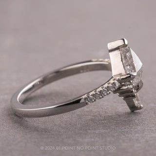 1.18 Carat Canadian Salt and Pepper Kite Diamond Engagement Ring, Avaline Setting, Platinum
