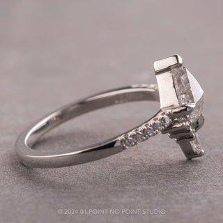 1.31 Carat Canadian Salt and Pepper Kite Diamond Engagement Ring, Avaline Setting, Platinum
