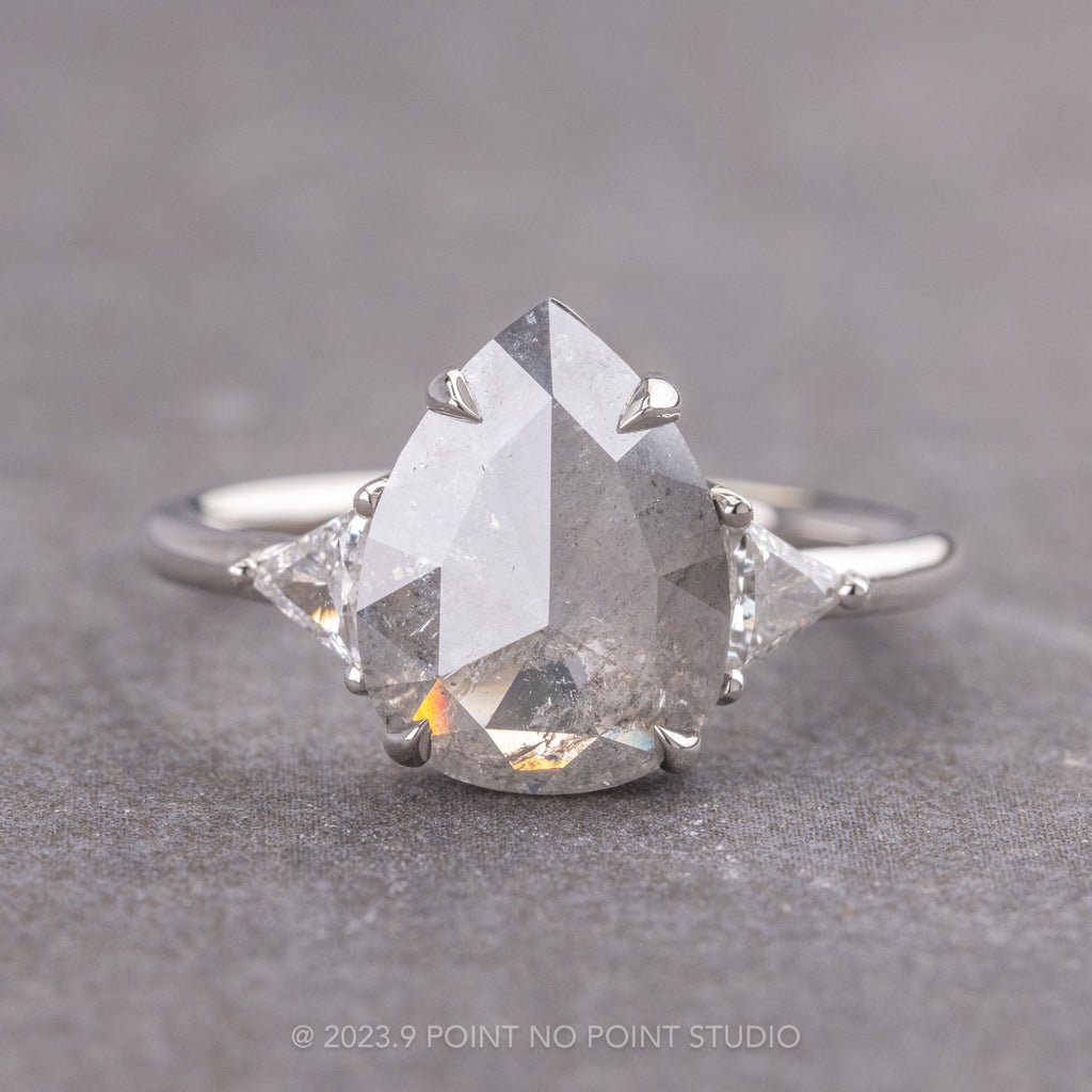 Salt and Pepper Diamond Engagement Ring, Point No Point Studio