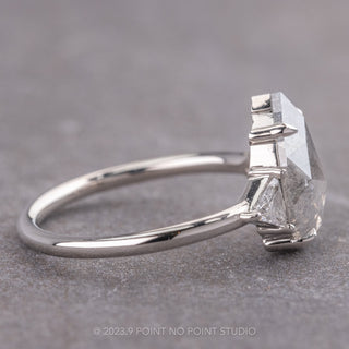 2.53 Carat Salt and Pepper Pear Diamond Engagement Ring, Zoe Setting, 14k White Gold