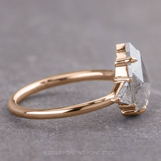 2.53 Carat Salt and Pepper Pear Diamond Engagement Ring, Zoe Setting, 14k Rose Gold